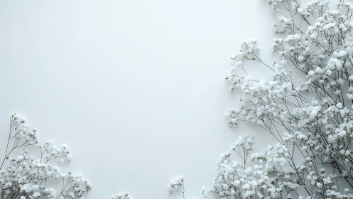 White Baby's Breath Flowers on Pale Background.