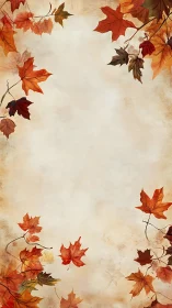 Autumn maple leaves frame surrounds empty textured center