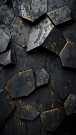Weathered dark stone shards glowing with subtle golden light.