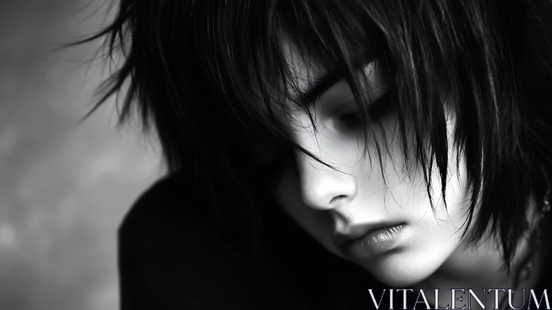 Soft-spoken monochrome dreamer in a hush of grayscale.