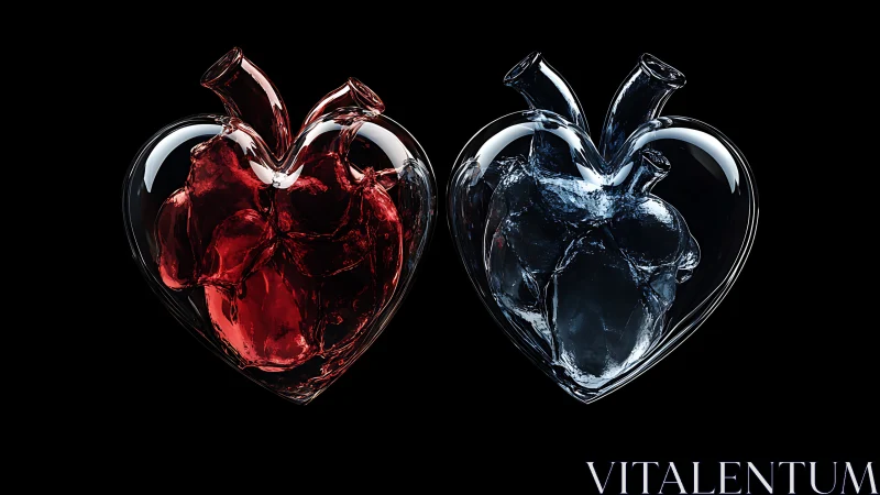 Glass Heart Anatomy in Red and Blue Light