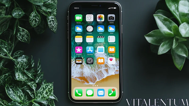 Verdant Portal: iPhone Home Screen Among Living Greenery.