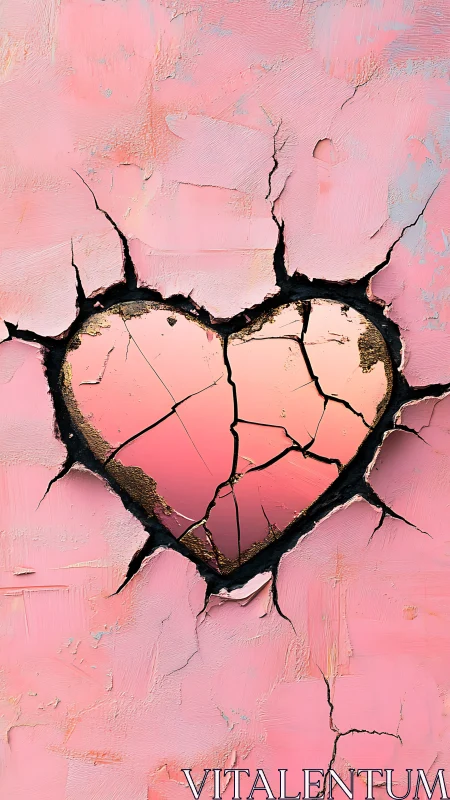 Thorned Heart Against Pink: Textured Surreal Canvas.