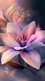 Digitally Rendered Floral Form with Layered Petals.