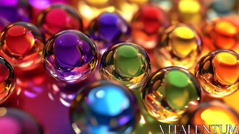 Luminous glass spheres in dense multicolor abstract cluster.