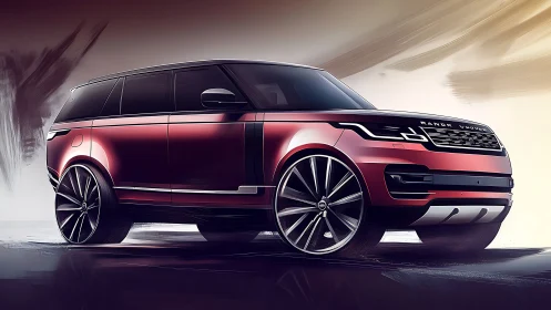 Crimson boulevard bruiser gliding through painted twilight.