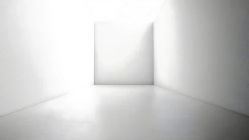 Minimal white room drenched in bright, seamless light.