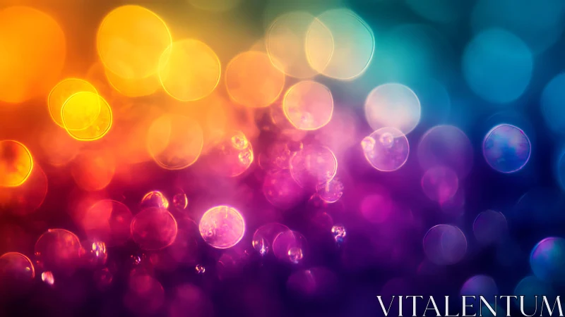 Vibrant bokeh lights in abstract multicolor gradient background.