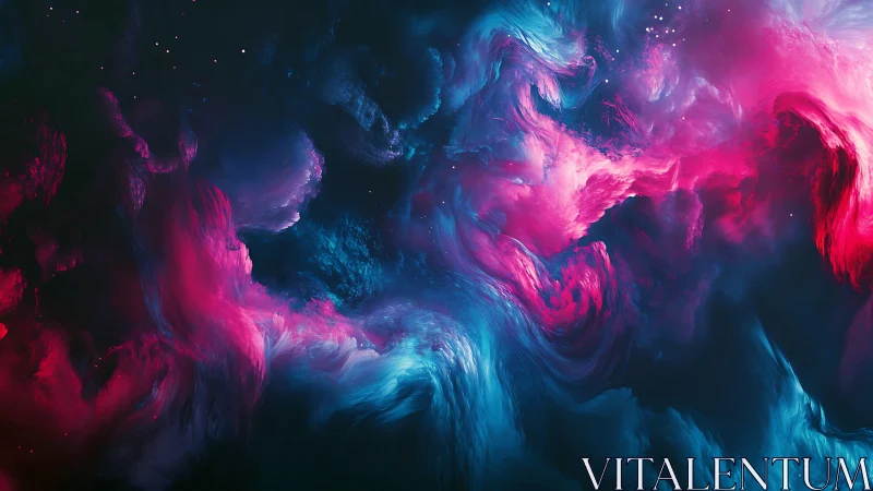 Dreamy cosmic clouds swirling in neon pink and teal light.