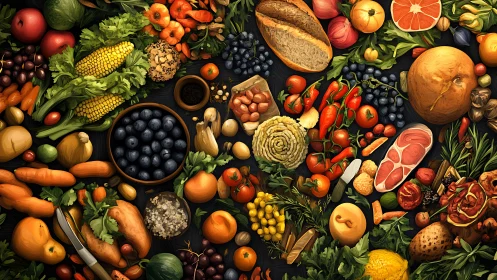 Harvest riot spills across the table in lush edible color