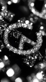 Diamond encrusted circular pendant photographed in macro view