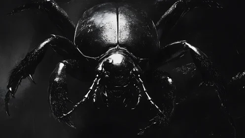 Midnight scarab prowls in razor-sharp monochrome glare