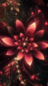 Radial fractal bloom with luminous petal-spline geometry.