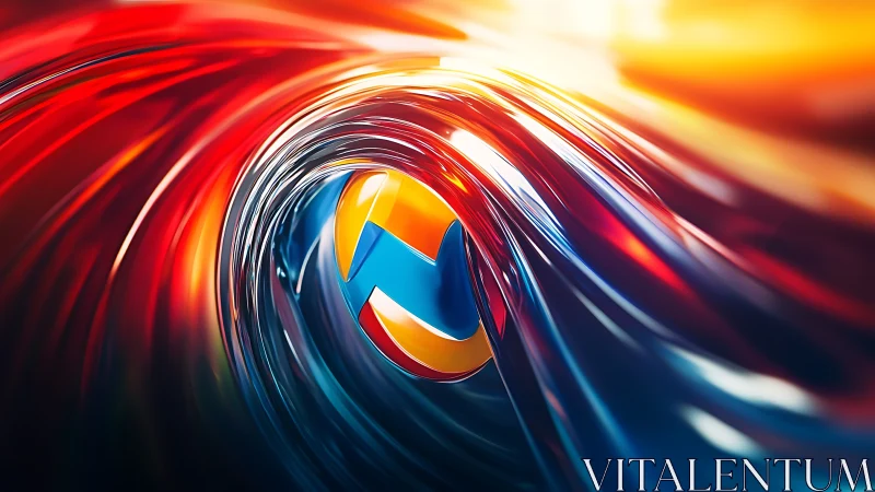 Chromatic energy vortex embracing glossy abstract sphere.