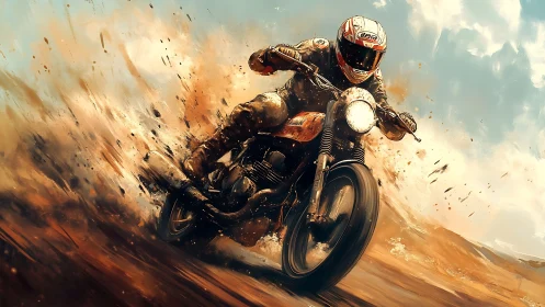 Roaring dirt bike racer kicks up thrilling clouds of dust