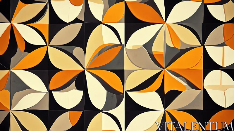 Geometric petal grid in yellow, orange and cream tones.