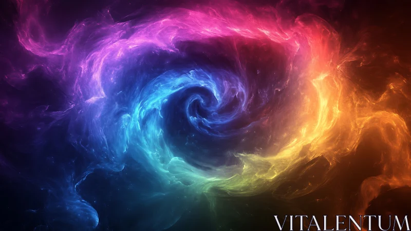 Colorful swirling nebula vortex in deep space artwork.