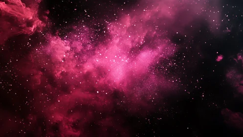 Velvety pink nebula clouds swirling through quiet starlight.