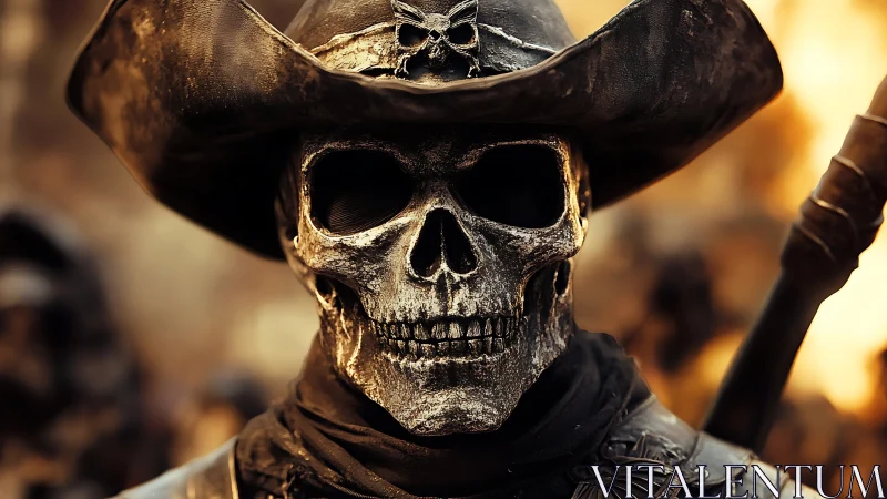 Weathered skeletal gunslinger rendered with high contrast lighting