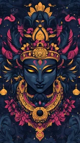 Mystic goddess portrait wrapped in gold, florals, and night.