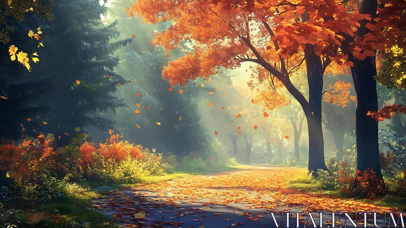 Golden autumn forest path invites a calm, lingering walk