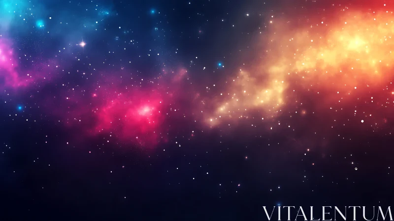 Colorful nebula cloud stretches across star filled space