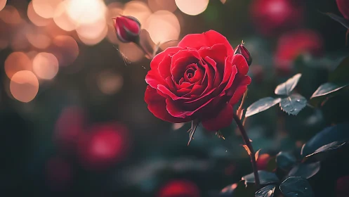 Crimson Rose Blooms: Nature's Velvet Drama Unfolds