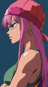 Side-profile anime portrait applies cel-shading and strong rim lighting