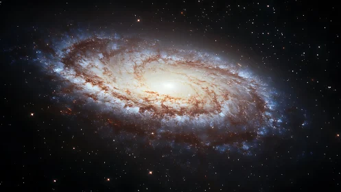 Spiral galaxy glows with dense star fields and bright core