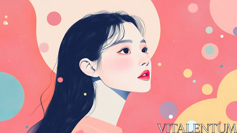 Dreamy pastel portrait of a hopeful young woman in profile