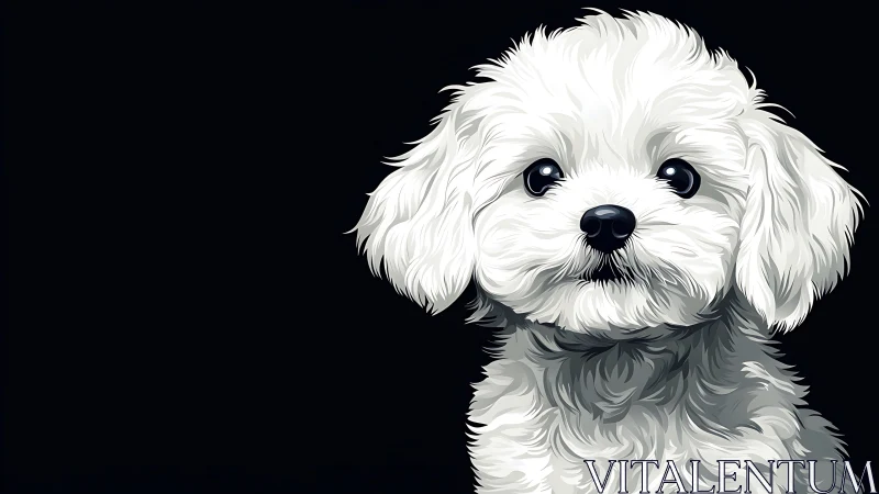 White fluffy puppy portrait on clean black background.