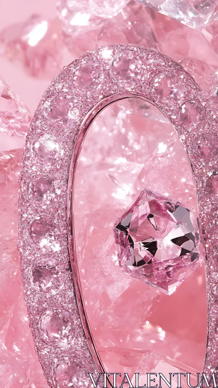 Pink crystal ring close-up with faceted gemstone focus.