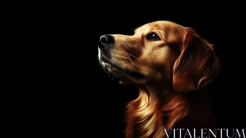 Golden retriever profile in dramatic side lighting portrait