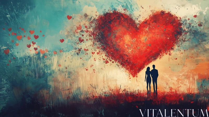 Silhouetted Couple Beneath Particulate Heart Form.