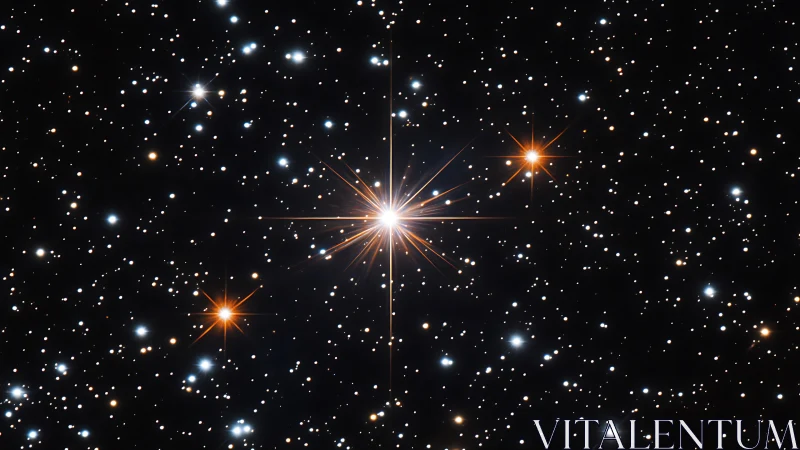 Bright orange star dominates dense stellar field in space