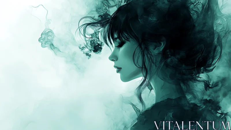 Ink dreamer drifts in teal clouds of whispered memory.