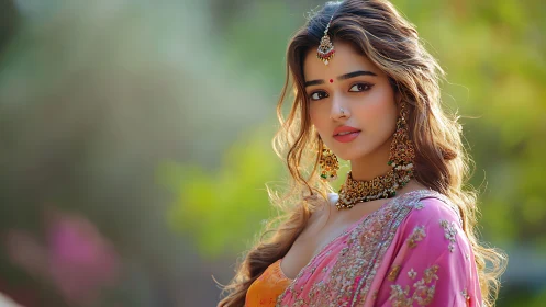 Digital portrait shows woman in detailed traditional attire