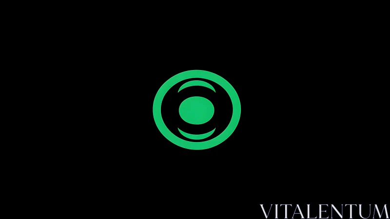 Minimal green circular emblem on solid black background.