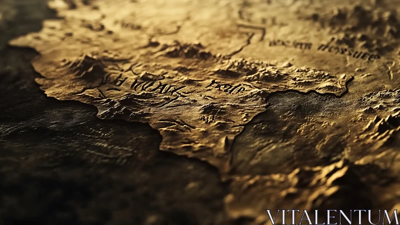 Embossed fantasy map segment shows raised terrain detail