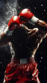 Champion Boxer Throws a Powerful Punch in the Ring