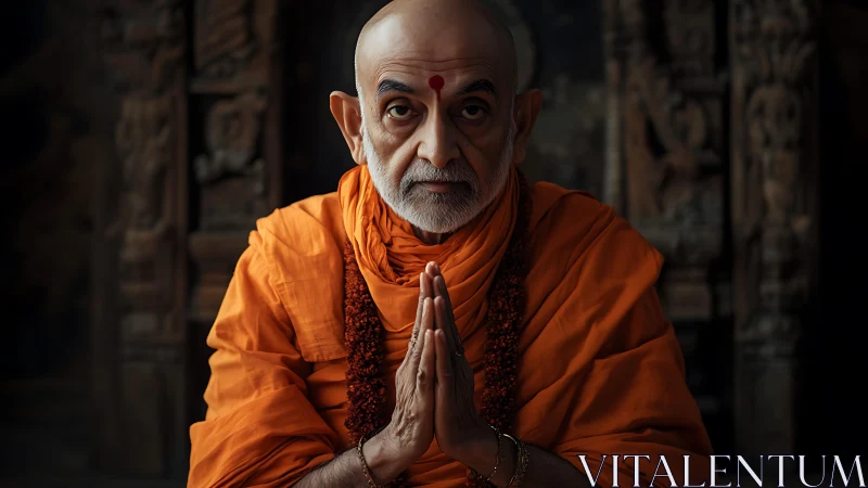 Silent saffron prayers hold ancient stone shadows close