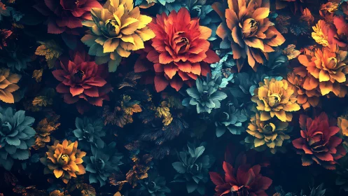 Vibrant Garden Blooms Dance in Warm Autumn Hues