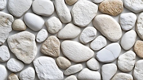 White river stones form seamless organic textured mosaic.