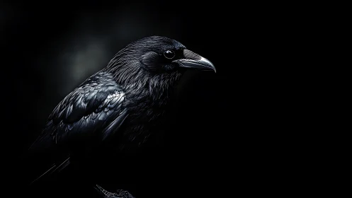 Black Raven in Profile: High-Contrast Portrait Photography.