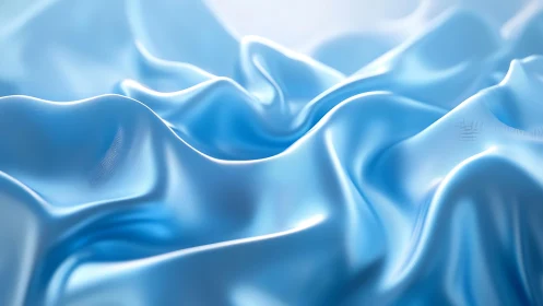Shimmering Light Blue Silk Fabric with Soft Folds, Abstract Style.