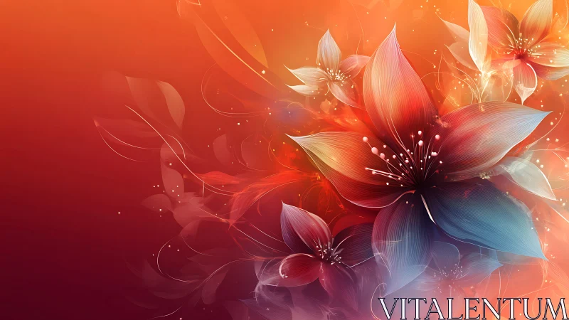 Luminous Petals Ignite: Radiant Blooms Dance in Fiery Gradients.