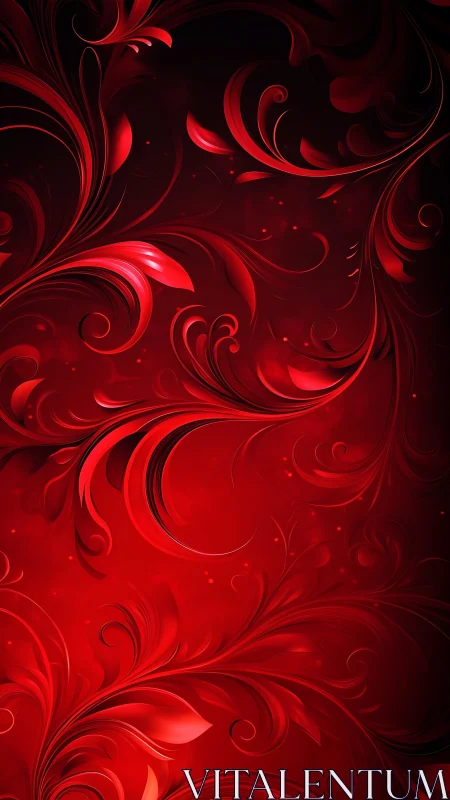 Crimson floral swirls dance softly across a glowing red night