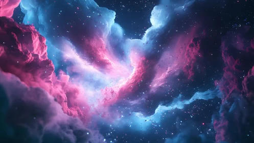 Rendered nebula cloud structure shows contrasting color regions