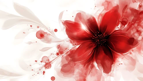 Red Blossom on White: Translucent Petals and Watercolor Luminescence.