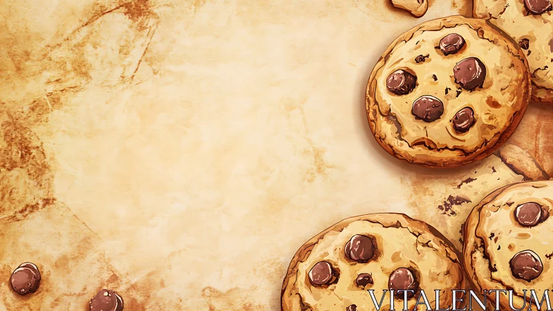 Golden cookie constellation on rustic bakery parchment border.